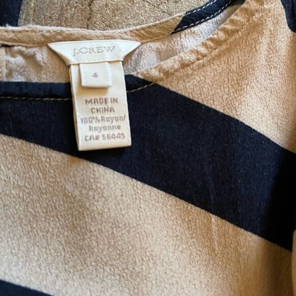 Size 4 J.Crew Striped Black and Tan scoop neck blouse - Picture 4 of 4